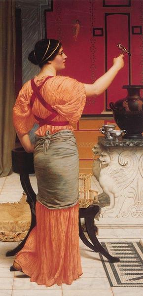 John William Godward Lesbia with her Sparrow Spain oil painting art